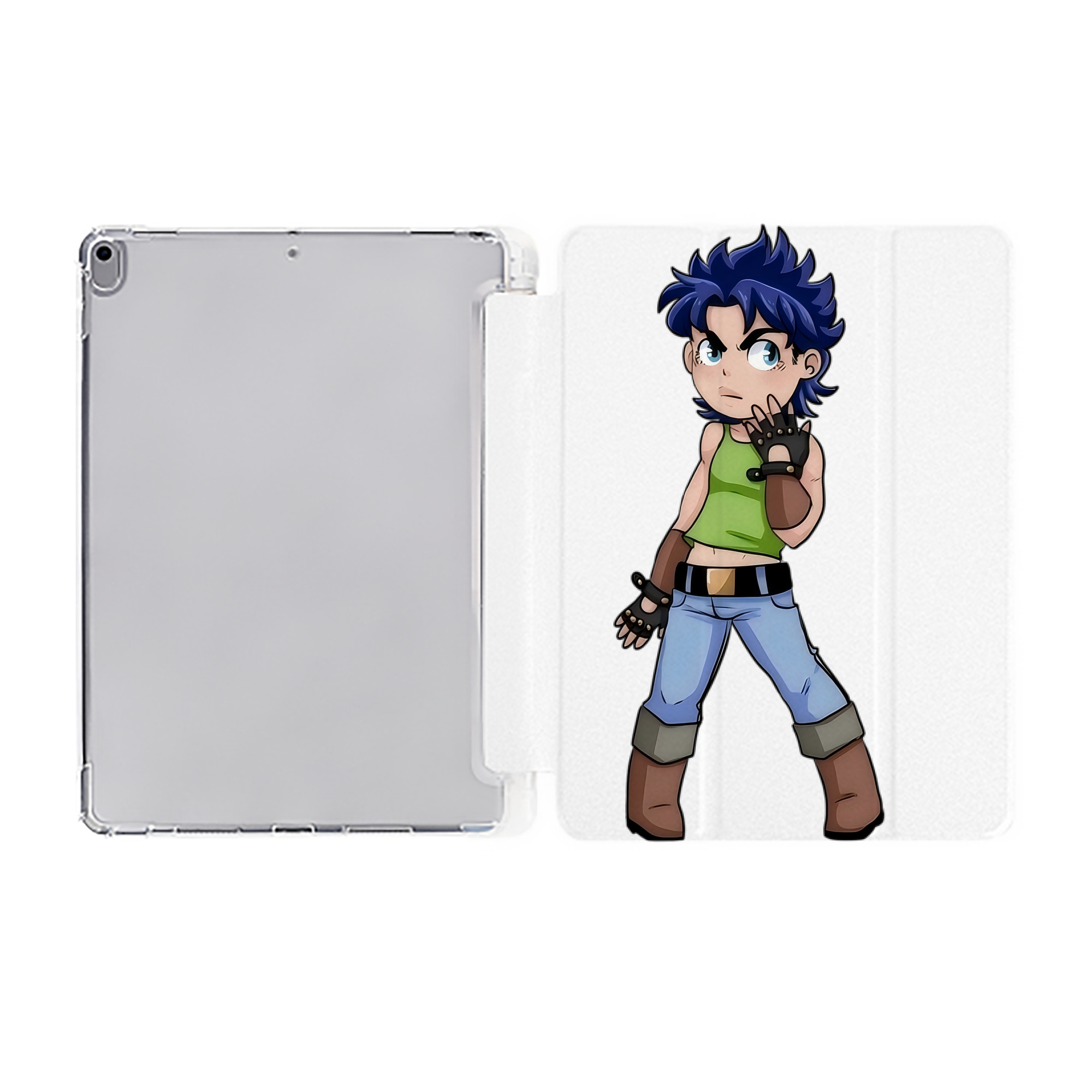 （画像用） ジョジョの奇妙な冒険 広瀨康一 JoJo's Bizarre Adventure Hirose Koichi IPad ケース ペン収納付き 三つ折りスタンド PUレザー×シリコン 対応機種9.5/10.5/10.9インチ